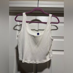 Old Navy White Ribbed Crop Tank Top